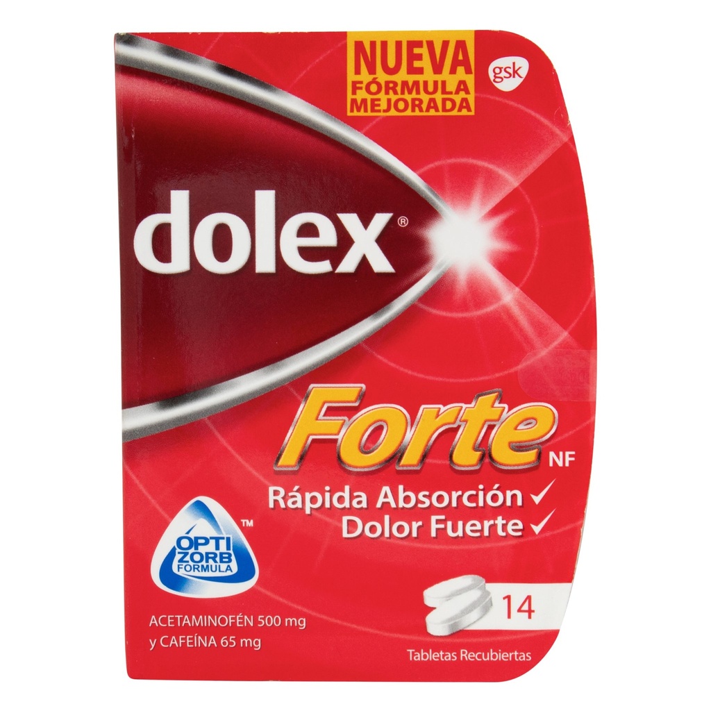 Dolex Forte (Acetaminofen+Cafeina) 500/65 Mg Caja Blister x 14 Tabletas (GSK)